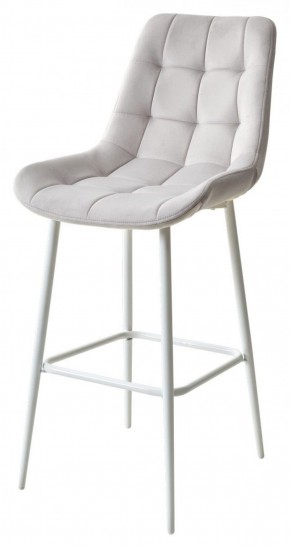 Барный стул ХОФМАН, цвет H-09 Светло-серый, велюр / белый каркас М-City в Лабытнанги - labytnangi.ok-mebel.com | фото 1