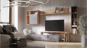 ДАЛЛАС Гостиная (модульная) цемент темный в Лабытнанги - labytnangi.ok-mebel.com | фото