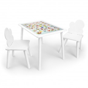 Детский комплект стол и два стула Облачко Rolti Baby с накладкой Алфавит (белая столешница/белое сиденье/белые ножки) в Лабытнанги - labytnangi.ok-mebel.com | фото