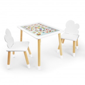 Детский комплект стол и два стула Облачко Rolti Baby с накладкой Алфавит (белая столешница/белое сиденье/береза ножки) в Лабытнанги - labytnangi.ok-mebel.com | фото