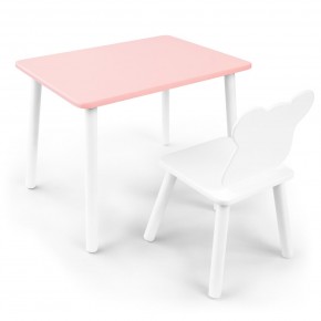 Детский комплект стол и стул «Мишка» Rolti Baby (розовый/белый, массив березы/мдф) в Лабытнанги - labytnangi.ok-mebel.com | фото