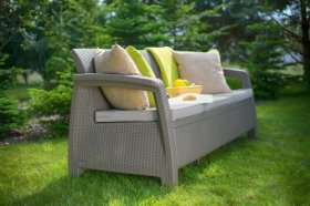 Диван пластиковый Корфу Макс (Corfu love seat max) капучино - песок в Лабытнанги - labytnangi.ok-mebel.com | фото 3