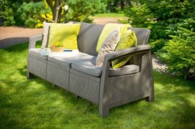 Диван пластиковый Корфу Макс (Corfu love seat max) капучино - песок в Лабытнанги - labytnangi.ok-mebel.com | фото 4