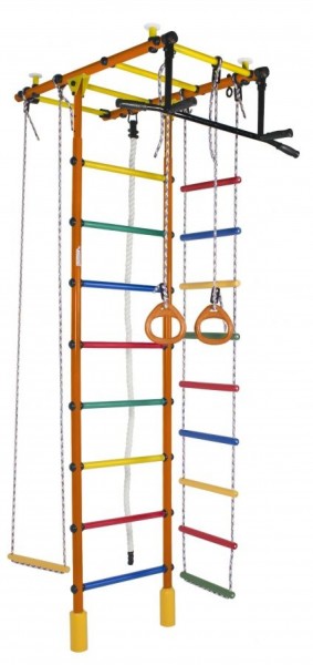 ДСК Атлант оранжевый радуга: турник, кольца, канат, трапеция, веревочная лестница в Лабытнанги - labytnangi.ok-mebel.com | фото