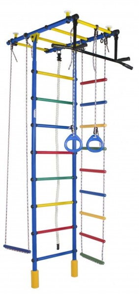 ДСК Атлант цв.синий радуга: турник, кольца, канат, трапеция, веревочная лестница в Лабытнанги - labytnangi.ok-mebel.com | фото