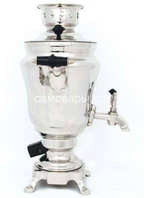 Электрический самовар из латуни никелированный на 1,5 литра форма "Тюльпан" с защитой от выкипания в Лабытнанги - labytnangi.ok-mebel.com | фото 3