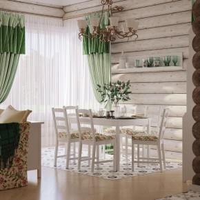 Комлект Вествик обеденный стол и четыре стула, массив сосны, цвет белый в Лабытнанги - labytnangi.ok-mebel.com | фото 1