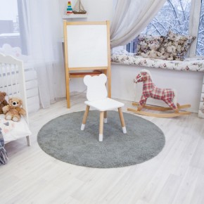 Комплект детский стол КРУГЛЫЙ и два стула МИШКА ROLTI Baby (белая столешница/белое сиденье/береза ножки) в Лабытнанги - labytnangi.ok-mebel.com | фото