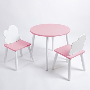 Комплект детский стол КРУГЛЫЙ и два стула ОБЛАЧКО ROLTI Baby (розовая столешница/розовое сиденье/белые ножки) в Лабытнанги - labytnangi.ok-mebel.com | фото
