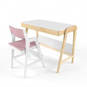 Комплект растущий стол и стул с чехлом 38 попугаев «Вуди» (Белый, Белый, Розовый) в Лабытнанги - labytnangi.ok-mebel.com | фото