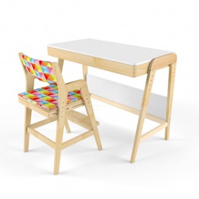 Комплект растущий стол и стул с чехлом 38 попугаев «Вуди» (Белый, Береза, Ромбы) в Лабытнанги - labytnangi.ok-mebel.com | фото 1