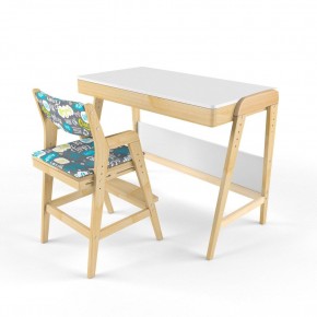 Комплект растущий стол и стул с чехлом 38 попугаев «Вуди» (Белый, Береза, Салют) в Лабытнанги - labytnangi.ok-mebel.com | фото 1