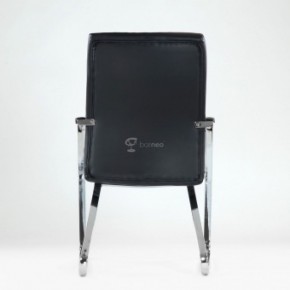 Кресло Barneo K-25 для посетителей и переговорных (хром, черная экокожа) в Лабытнанги - labytnangi.ok-mebel.com | фото 3