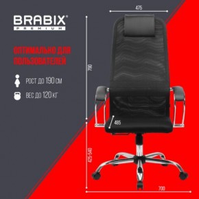 Кресло BRABIX PREMIUM "Ultimate EX-800" хром, плотная двойная сетка Х2, черное, 532911 в Лабытнанги - labytnangi.ok-mebel.com | фото 6