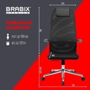 Кресло BRABIX PREMIUM "Ultimate EX-801" хром, плотная двойная сетка Х2, черное, 532917 в Лабытнанги - labytnangi.ok-mebel.com | фото 7