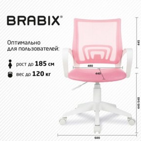 Кресло BRABIX "Fly MG-396W", с подлокотниками, пластик белый, сетка, розовое, 533008 в Лабытнанги - labytnangi.ok-mebel.com | фото 5