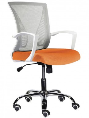 Кресло BRABIX "Wings MG-306", пластик белый, хром, сетка, серое/оранжевое, 532011 в Лабытнанги - labytnangi.ok-mebel.com | фото