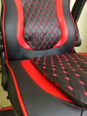 Кресло геймерское Barneo K-37 (черная экокожа красные вставки) в Лабытнанги - labytnangi.ok-mebel.com | фото