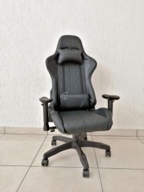 Кресло геймерское Barneo K-52 (черная экокожа черные вставки) в Лабытнанги - labytnangi.ok-mebel.com | фото
