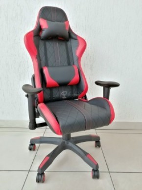 Кресло геймерское Barneo K-52 (черная экокожа красные вставки) в Лабытнанги - labytnangi.ok-mebel.com | фото