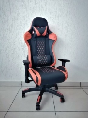 Кресло геймерское Barneo K-53 (черная экокожа оранжевые вставки) в Лабытнанги - labytnangi.ok-mebel.com | фото 1