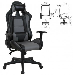 Кресло компьютерное BRABIX "GT Racer GM-100" (черное/серое) 531926 в Лабытнанги - labytnangi.ok-mebel.com | фото 2