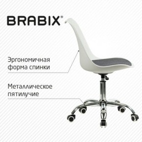 Кресло стул BRABIX "Eames MG-310 CH", хром, пластик белый, ткань серая, 532924 в Лабытнанги - labytnangi.ok-mebel.com | фото 5