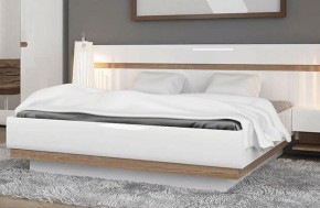 Кровать 140/TYP 91-01 с подъемником, LINATE ,цвет белый/сонома трюфель в Лабытнанги - labytnangi.ok-mebel.com | фото