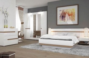 Кровать 160/TYP 92, LINATE ,цвет белый/сонома трюфель в Лабытнанги - labytnangi.ok-mebel.com | фото 3