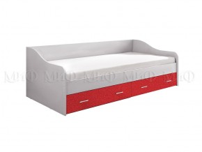ВЕГА АЛФАВИТ Кровать 900 с настилом ЛДСП (Белый/Красный) в Лабытнанги - labytnangi.ok-mebel.com | фото