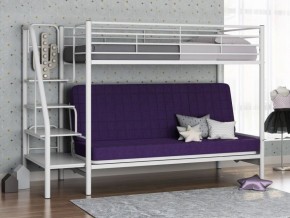 Кровать двухъярусная с диваном "Мадлен-3" (Белый/Фиолетовы) в Лабытнанги - labytnangi.ok-mebel.com | фото