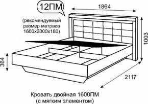 Кровать двуспальная 1.6 с ПМ Люмен 12 в Лабытнанги - labytnangi.ok-mebel.com | фото