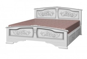 ЕЛЕНА Кровать из массива 1600 (Белый жемчуг) с 2-мя ящиками в Лабытнанги - labytnangi.ok-mebel.com | фото