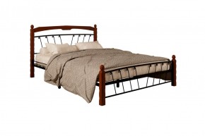 Кровать "Муза 1" КМД10  Черная (1400*2000) (ножки-махагон) с коваными изделиями в Лабытнанги - labytnangi.ok-mebel.com | фото