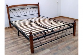 Кровать "Муза 1" КМД10 Черная (1600*2000) (ножки-махагон) с коваными изделиями в Лабытнанги - labytnangi.ok-mebel.com | фото 2