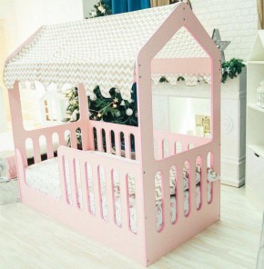 Кровать-домик без ящика 800*1600 (Розовый) в Лабытнанги - labytnangi.ok-mebel.com | фото 1