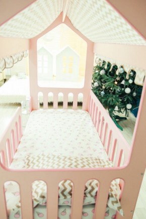 Кровать-домик без ящика 800*1600 (Розовый) в Лабытнанги - labytnangi.ok-mebel.com | фото 3