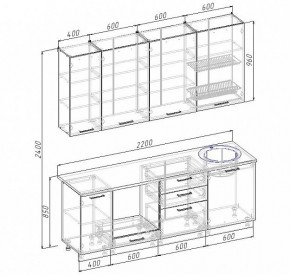 Кухонный гарнитур Антрацит 2200 h950 (Стол. 38мм) в Лабытнанги - labytnangi.ok-mebel.com | фото 3