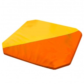 Мат гимнастический, квадратный, складной. Длина: 130 см, ширина: 130 см, толщина: 5 см оранжевый-желтый   в Лабытнанги - labytnangi.ok-mebel.com | фото