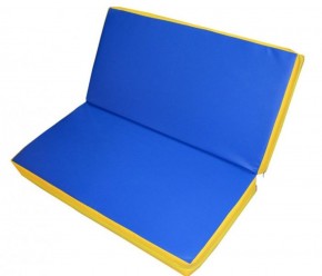 Мат гимнастический 1х1х0,08м складной цв. синий-желтый в Лабытнанги - labytnangi.ok-mebel.com | фото 1