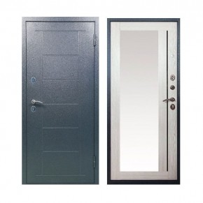 Металлическая дверь ТИТАН (МЕТАЛЛ-ПАНЕЛЬ) Зеркало/Букле графит + Штамп/Лиственница в Лабытнанги - labytnangi.ok-mebel.com | фото