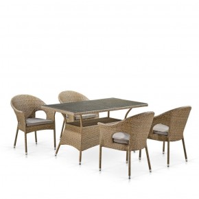 Обеденный комплект плетеной мебели T198B/Y79B-W56 Light Brown (4+1) в Лабытнанги - labytnangi.ok-mebel.com | фото 1