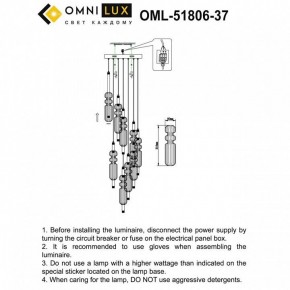 Подвесная люстра Omnilux Vepri OML-51806-37 в Лабытнанги - labytnangi.ok-mebel.com | фото 9