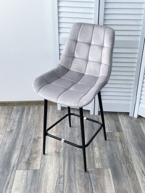 Полубарный стул ХОФМАН, цвет H-09 Светло-серый, велюр / черный каркас H=63cm М-City в Лабытнанги - labytnangi.ok-mebel.com | фото 4