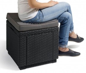 Пуфик Куб с подушкой (Cube with cushion) коричневый - серо-бежевый* в Лабытнанги - labytnangi.ok-mebel.com | фото 2