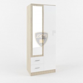 Шкаф 2-х створчатый с зеркалом Софи СШК 800.3 (дуб сонома/белый глянец) в Лабытнанги - labytnangi.ok-mebel.com | фото