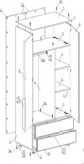 Шкаф 2-ств. с 2 ящиками "Лео" в Лабытнанги - labytnangi.ok-mebel.com | фото 2