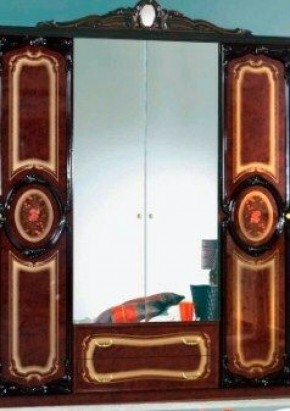 Шкаф 4-х дверный с зеркалами (01.144) Роза (могано) в Лабытнанги - labytnangi.ok-mebel.com | фото