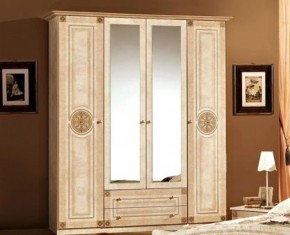 Шкаф 4-х дверный с зеркалами (02.144) Рома (беж) в Лабытнанги - labytnangi.ok-mebel.com | фото