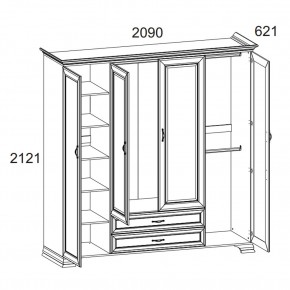 Шкаф 4D2S Z, TIFFANY, цвет вудлайн кремовый в Лабытнанги - labytnangi.ok-mebel.com | фото